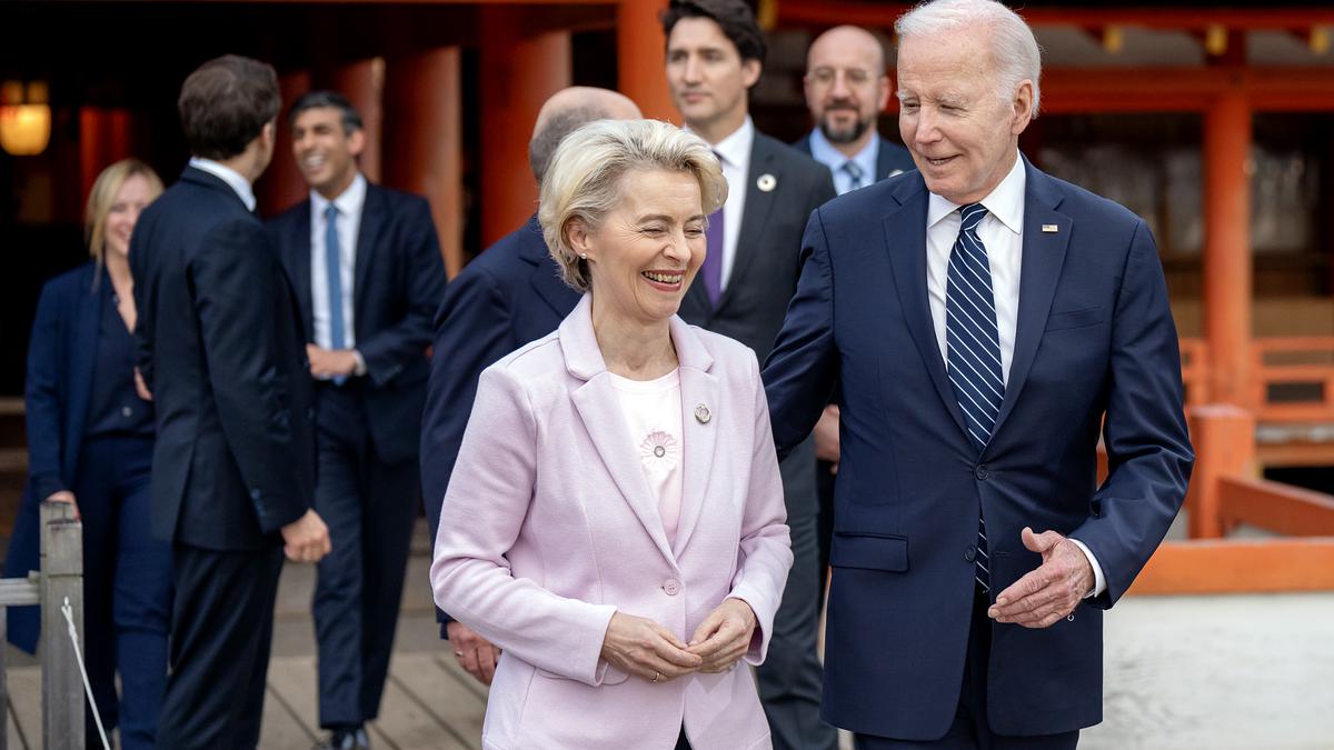 The U.S: President Joe Biden with European Commission Ursula von der Leyen during the G-7 Summit in Japan. | Photo Credit: ANI