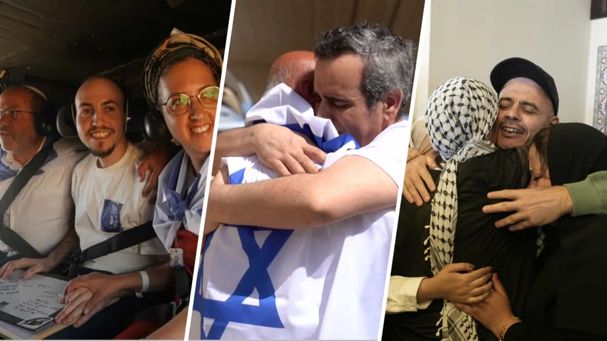 People embrace following news of a new Gaza ceasefire deal, Oct. 9, 2025.jpg
