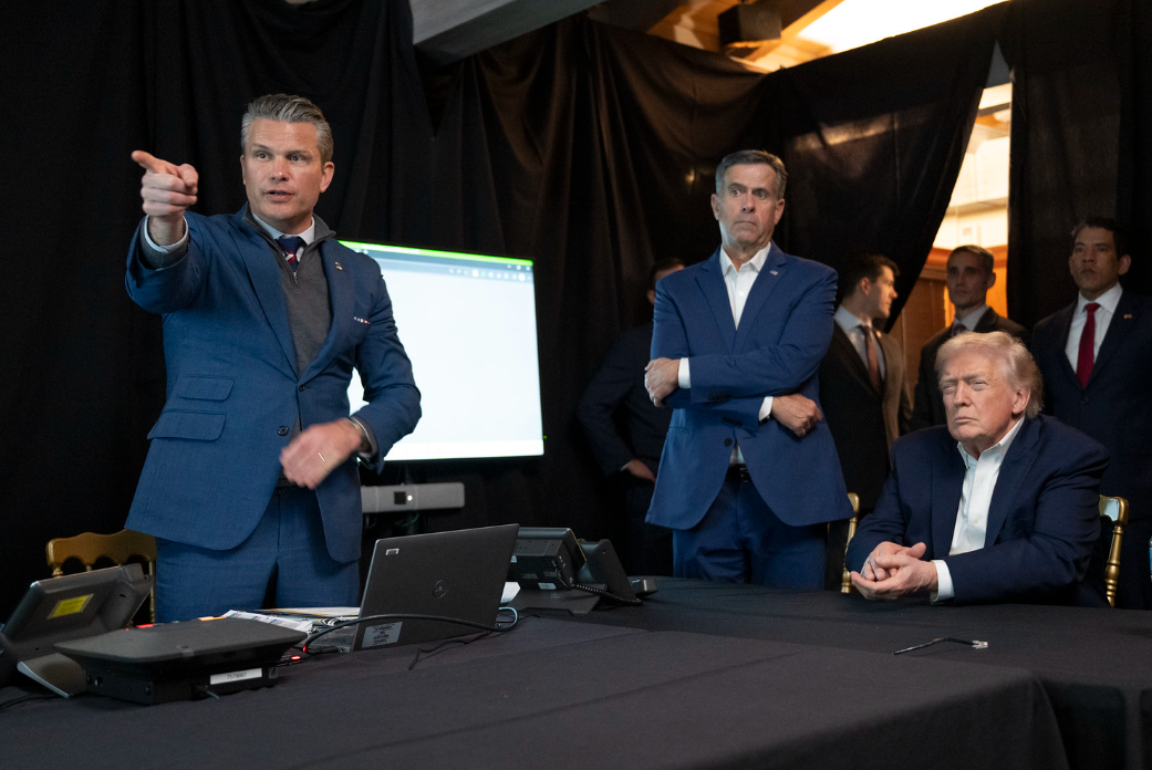 President Donald Trump monitors U.S. military operations in Venezuela, from Mar-a-Lago Club in Palm Beach, Florida, on Saturday, January 3, 2026. (Official White House Photo by Molly Riley).png