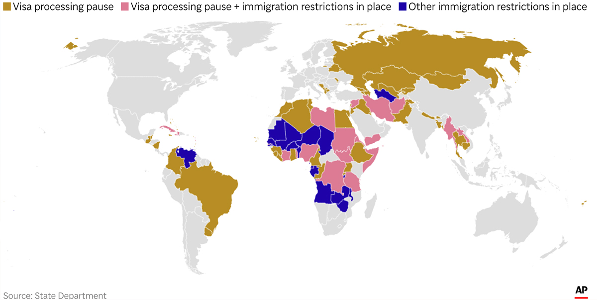 The Trump administration has indefinitely suspended immigrant visa processing for people from 75 countries. The freeze takes effect on 21 January, 2026..jpg