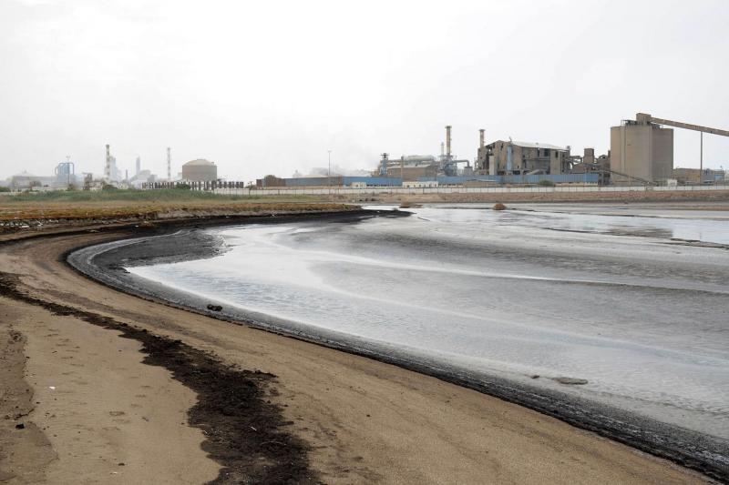 Residues from chemical plants in the Ghannouch industrial zone in Gabes in southeastern Tunisia, flow toward the Mediterranean sea, May 22, 2025. (Photo: Iman Zayat / TheArabWeekly)