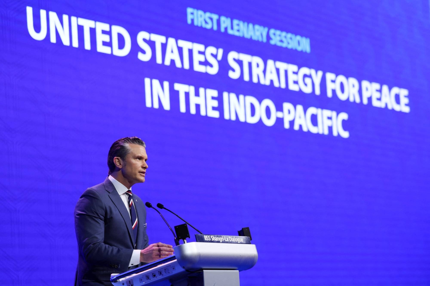 U.S. Secretary of Defense Pete Hegseth speaks during the 23rd IISS Shangri-La Dialogue at the Shangri-La Hotel in Singapore on May 30, 2026..jpeg